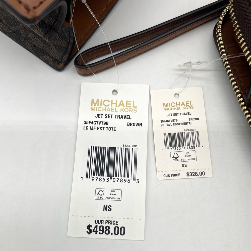 Michael Kors Large MF Pocket Shoulder Toe Bag & Continental Wallet Wristlet - Picture 13 of 13